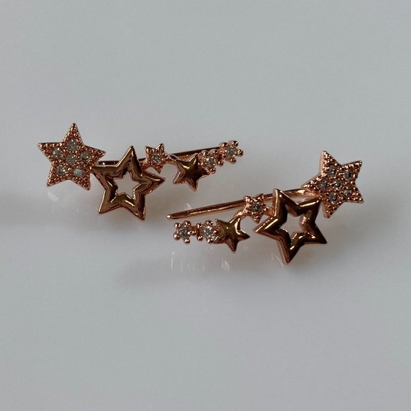 Rose Gold Shooting Stars Climber Earrings - Picture 9 of 10